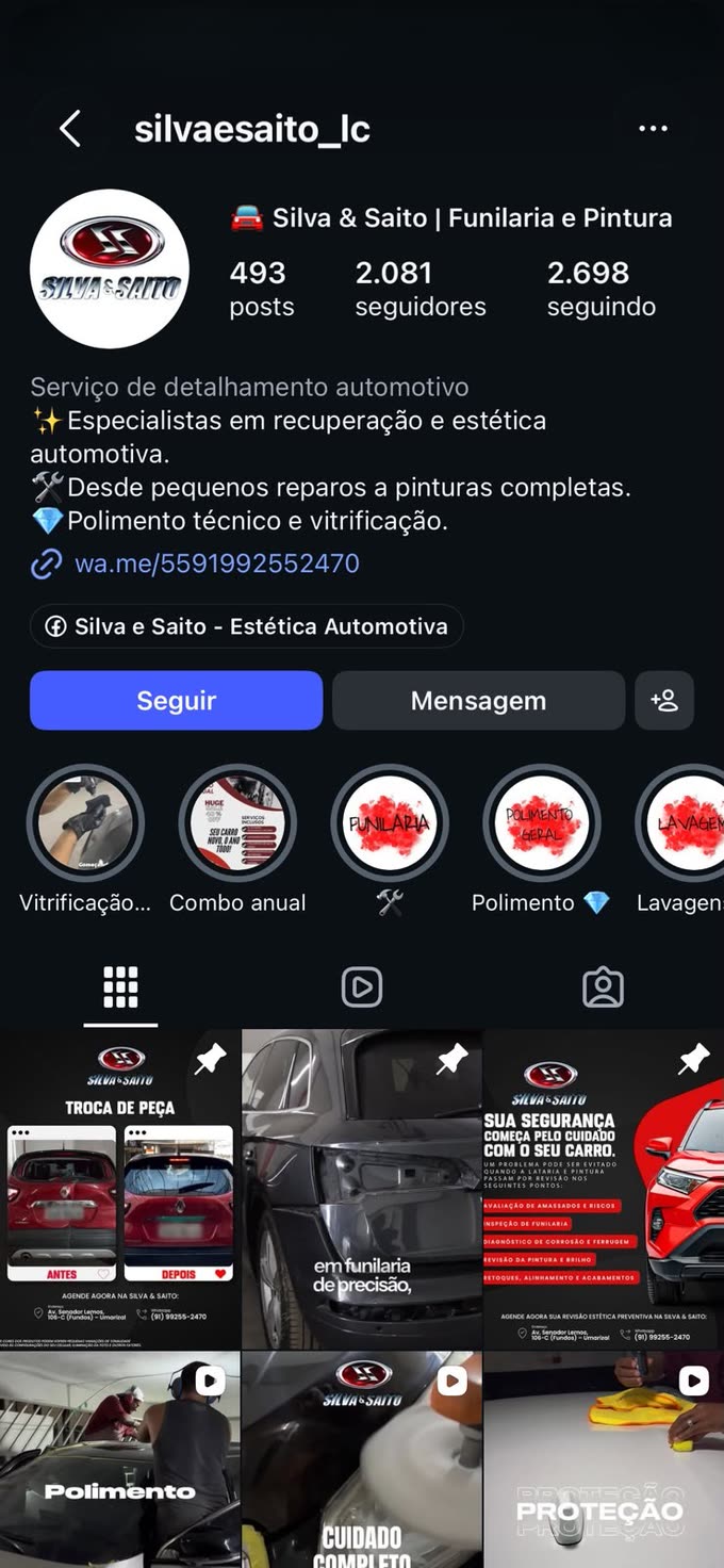 Perfil no Instagram da Silva e Saito